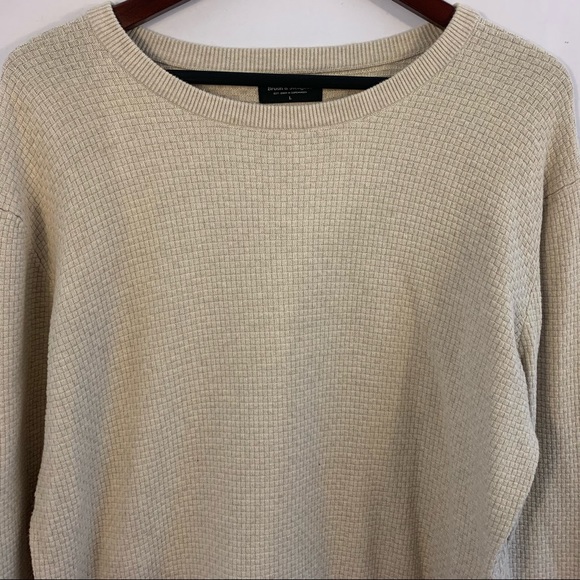 Bruun & Stengade Sweater Men's Crew Neck Waffle Knit Size L Large Tan - Picture 4 of 7